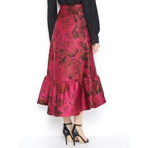 Max & Co Avant Garde Jacquard Floral Elegant Old Money Asymmetrical Midi 4